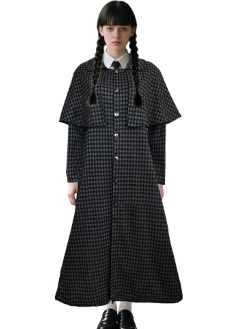 Black and Grey Checkered Long Coat.